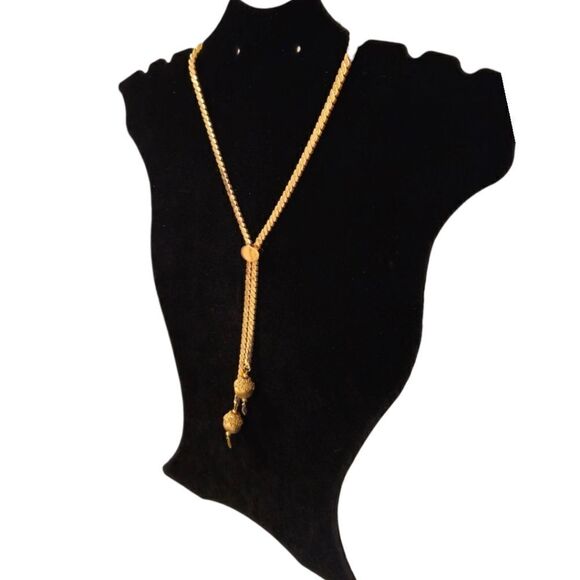 Monet 1960s Vintage Gold Slide Lariat Layering Chain Dangle Necklace - Picture 8 of 11